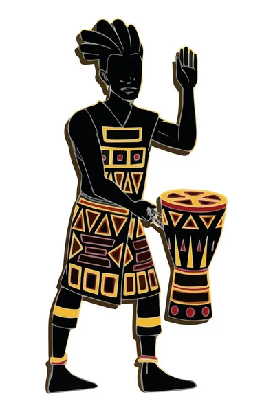 Afrikanischer Mann Mit Trommelvektorillustration — Stockvektor