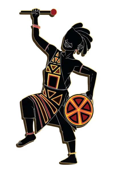 Африканский Человек Иллюстрацией Барабанах — стоковый вектор