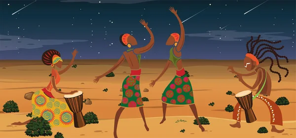Afrikanische Menschen Tanzen Vektor — Stockvektor