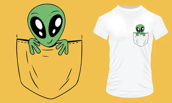 Alien Pocket Shirt Design — Stockvektor