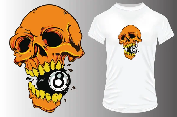 Skull Shirt Design Vector Art Illustration Template Skull Ball — Stock Vector