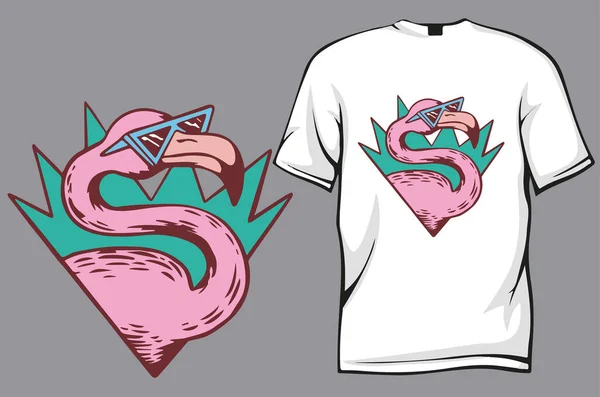 Rosa Flamingo Shirt Design — Stockvektor