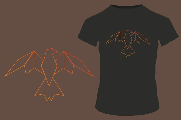 Abstraktes Shirt Design Mit Vogel — Stockvektor