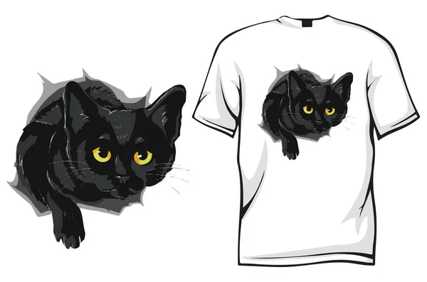 티셔츠를 귀여운 고양이 — 스톡 벡터