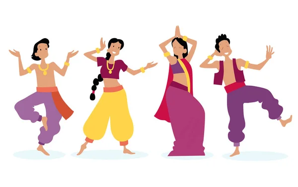Indičtí Tanečníci Předvádějící Indický Tanec — Stockový vektor
