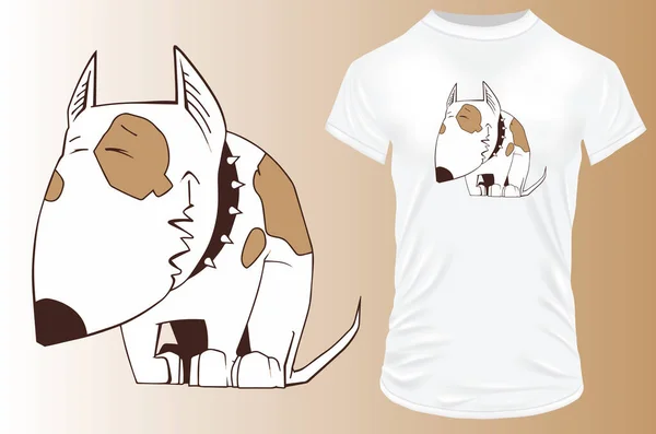 Desenho Camisa Com Terrier Touro Cão —  Vetores de Stock