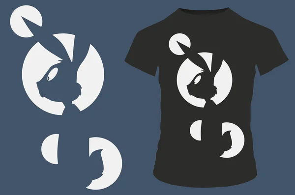 Ilustração Vetorial Abstrata Com Design Camiseta Coelho — Vetor de Stock
