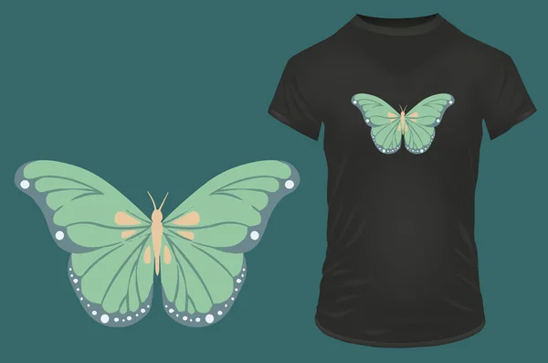 Tişört Tasarımı Veteriner Çizimi Kelebeği — Stok Vektör