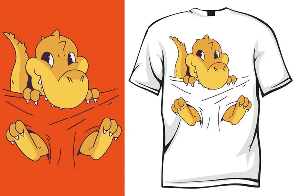 Tragen Eines Baby Rex Shirt Designs Vetor Illustration — Stockvektor
