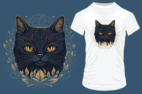 Gato Miedo Camiseta Diseño Vetor Ilustración — Archivo Imágenes Vectoriales