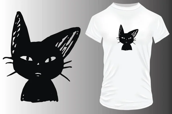 Gato Design Camisa Vetor — Vetor de Stock