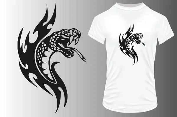 Diseño Camiseta Tatuaje Cobra — Vector de stock