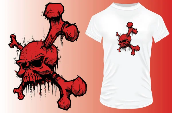 Cross Bones Shirt Design — Vetor de Stock