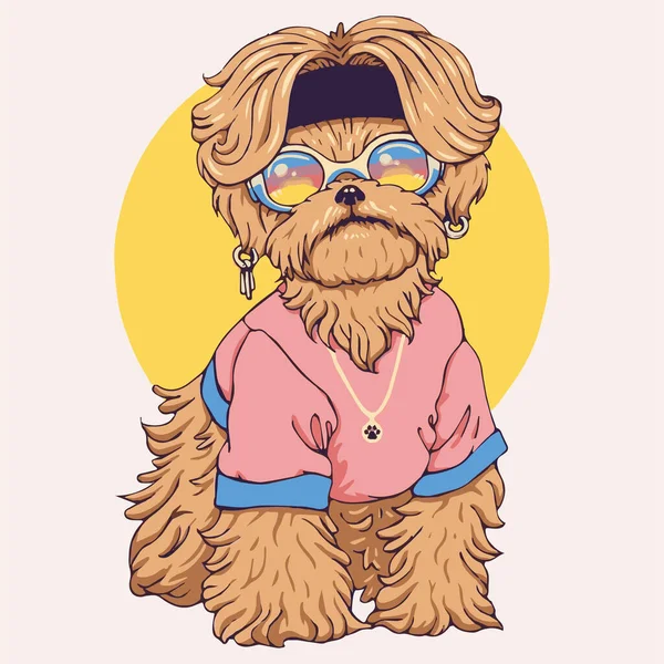 Cão Com Óculos Shirt —  Vetores de Stock