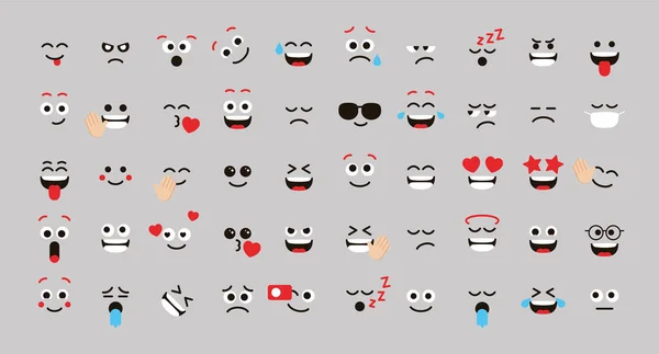 Set Cute Emoji Emoticon Icons Vector Illustration Design — Stock Vector