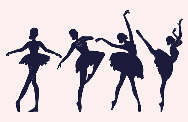 Danseurs Ballet Dansant Silhouettes — Image vectorielle