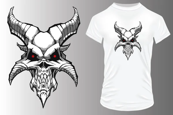 Impressão Camisa Com Demônio — Vetor de Stock