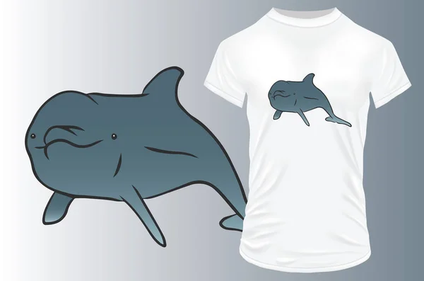 Vektorhand Gezeichnete Illustration Eines Delfins — Stockvektor