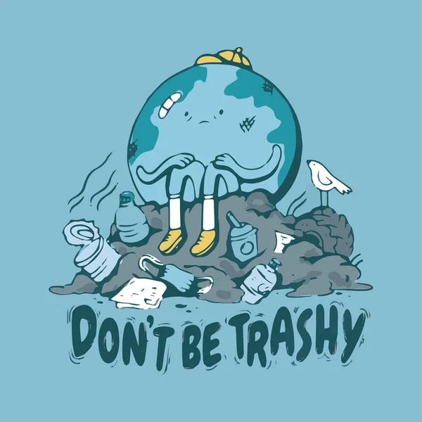 Dont Trashy Earth Day Card — 스톡 벡터