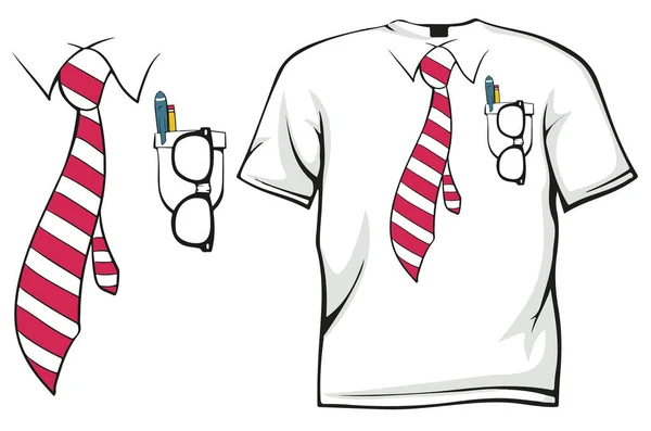 Camisa Con Diseño Camiseta Corbata — Vector de stock