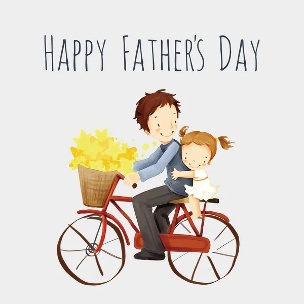 stock vector happy fathers day card with dad and daughter 