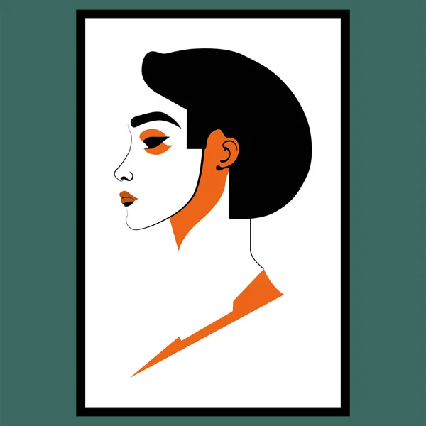 Portrait Young Woman Vector Illustration — Stock Vector
