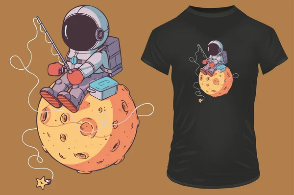 Ilustración Vectorial Astronauta Dibujos Animados Diseño Camiseta — Archivo Imágenes Vectoriales
