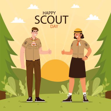 SCOUT Day card. vector illustration.  clipart