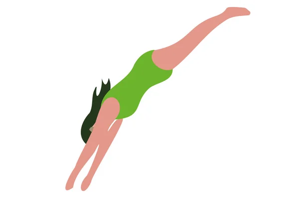 Femme Plongée Sur Fond Blanc — Image vectorielle
