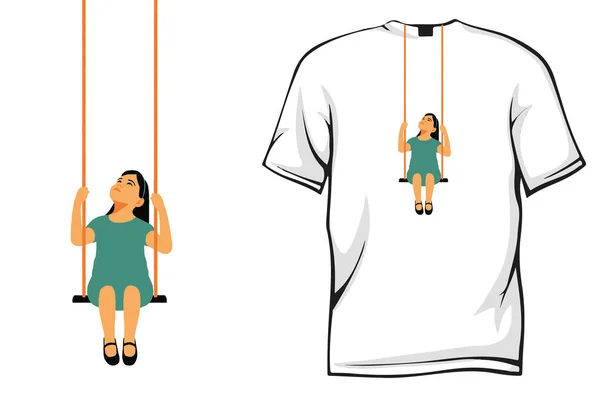 Menina Balanço Camisa — Vetor de Stock