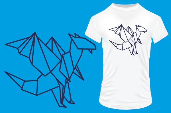 Design Camisa Com Origami Gragon — Vetor de Stock