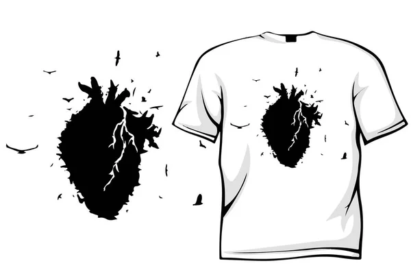 Ilustração Vetorial Uma Camisa Com Coração — Vetor de Stock