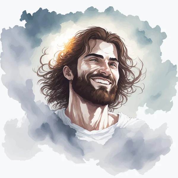 Retrato Jesus Feliz Jovem — Vetor de Stock