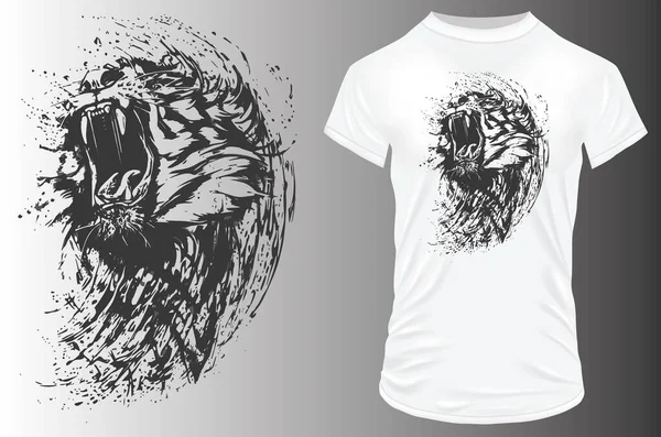 病媒T恤衫印花设计动物印花狮子 — 图库矢量图片