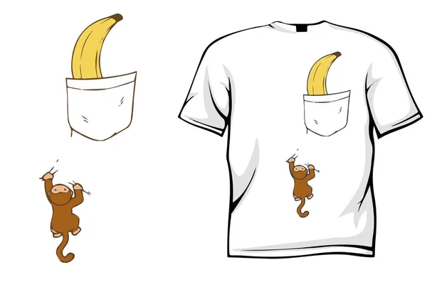 Shirt Design Mit Affenklettern Für Banane — Stockvektor