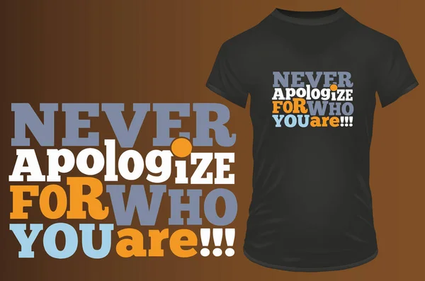 永远不要道歉 衬衫排字设计 — 图库矢量图片
