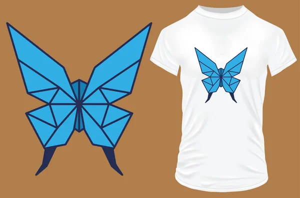 Ilustração Vetorial Camisa Design Origami Borboleta — Vetor de Stock