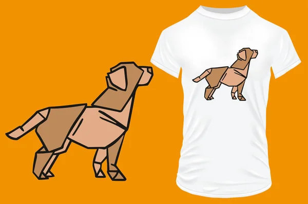 Origami Hund Shirt Design — Stockvektor