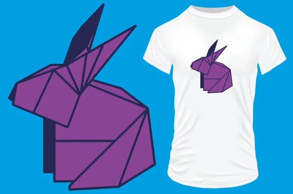 Origami Rabit Design Camisa — Vetor de Stock