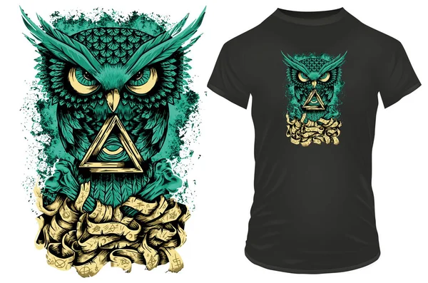 Футболка Illuminati Owl — стоковый вектор