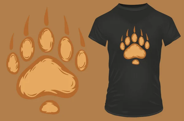 T恤上的动物爪子印 — 图库矢量图片
