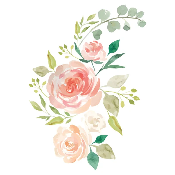 Ροζ Τριαντάφυλλα Που Απομονώνονται Λευκό — Διανυσματικό Αρχείο