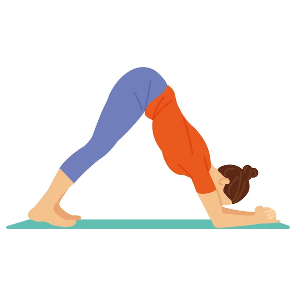 Pose Yoga Femme Pratiquant Yoga — Image vectorielle