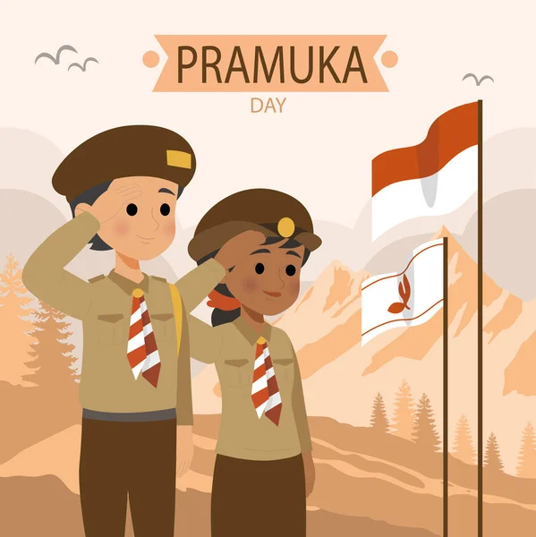 Χαρούμενη Κάρτα Pramuka Day — Διανυσματικό Αρχείο