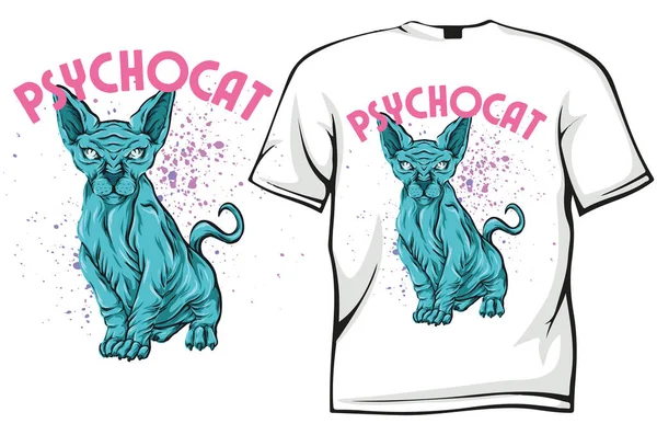 Psychocat Shirt Design Vector Illustration — стоковый вектор
