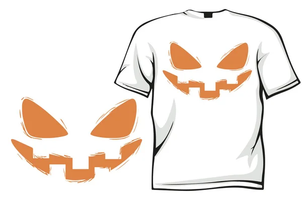 Pumpkin Face Shirt Design — 图库矢量图片