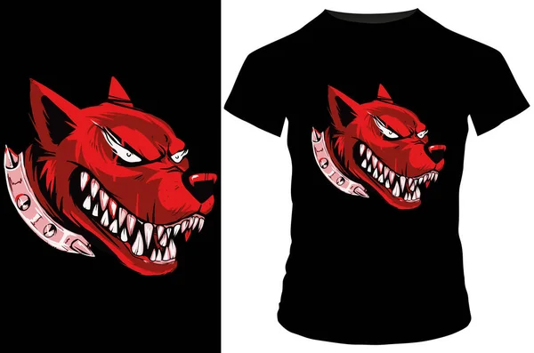 Κόκκινο Σκυλί Tshirt Πρότυπο Σχεδιασμού — Διανυσματικό Αρχείο