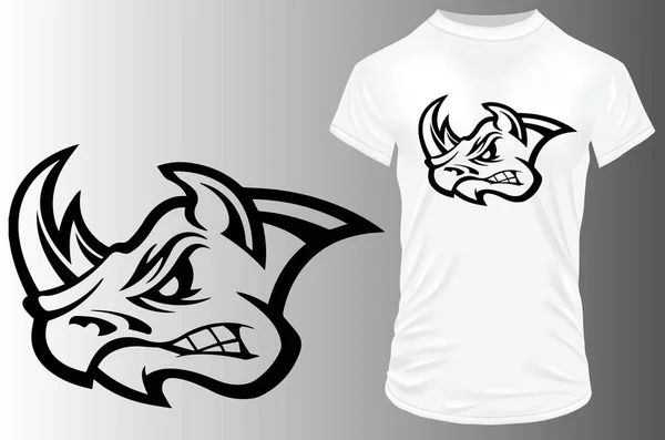 Rinoceronte Design Impressão Camisa — Vetor de Stock
