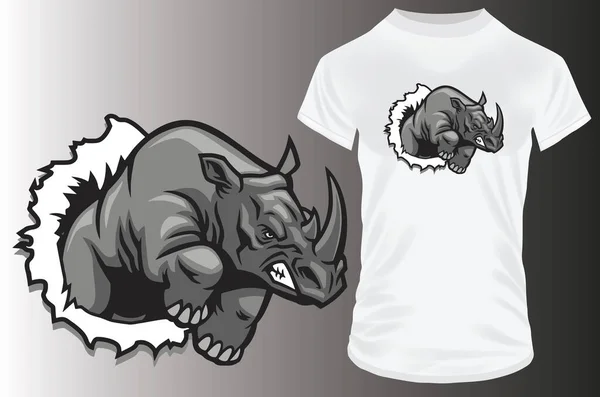 Rhino Vetor Design Camisa —  Vetores de Stock