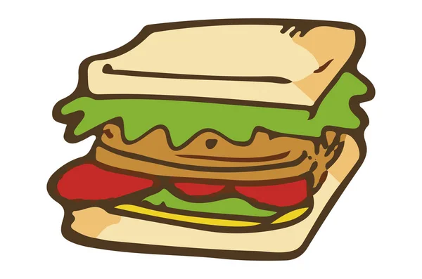 Sanduíche Fast Food Isolado — Vetor de Stock